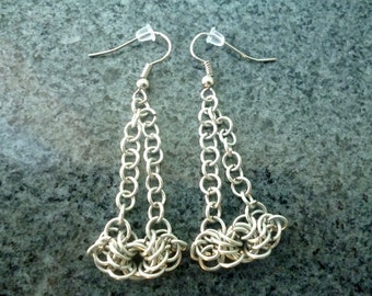 Butterfly earrings, Chainmaille earrings, silver earrings, celtic earrings