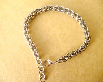Silver Aluminum Chainmaille Bracelet: Adjustable JPL Weave
