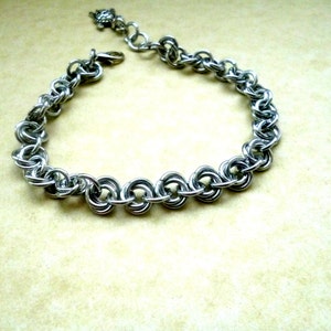 Flower bracelet, beach bracelet, gifts for her,  chainmaille bracelet, aluminum bracelet, gifts for him