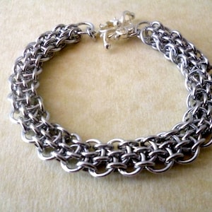 Dragon Steps weave bracelet, 10th anniversary gift for her, Aluminum bracelet, chainmaille bracelet,  anniversary gift