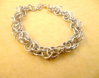 Fleur-de-liz bracelet, chainmaille bracelet, anniversary gift, aluminum bracelet