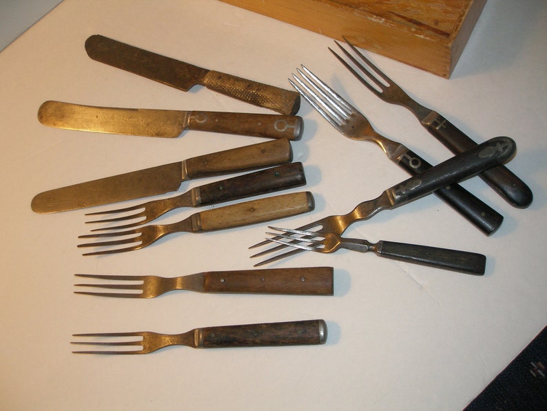 CIVIL WAR Era 1800s Silverware Flatware Wood Pewter Bone Etsy