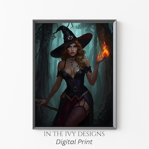 retro pin up witch halloween art, vintage pin up witch costume, sexy pin up witch illustration, classic halloween pin up witch