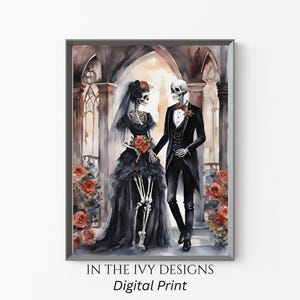 Halloween Art, Poster Art, Framed Art, Canvas Art, AI, Halloween Decor, Halloween Poster, Skeletons, AI