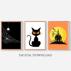 ハロウィンプリント、デジタルプリント、ハロウィンプリントアート、ハロウィンポスター、トレンディなウォールアート、ハロウィンウォールアート、3枚セット