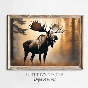 Moose Print, Moose Poster, Wildlife Print, AI, Wildlife Wall Art, Moose Wall Art, AI