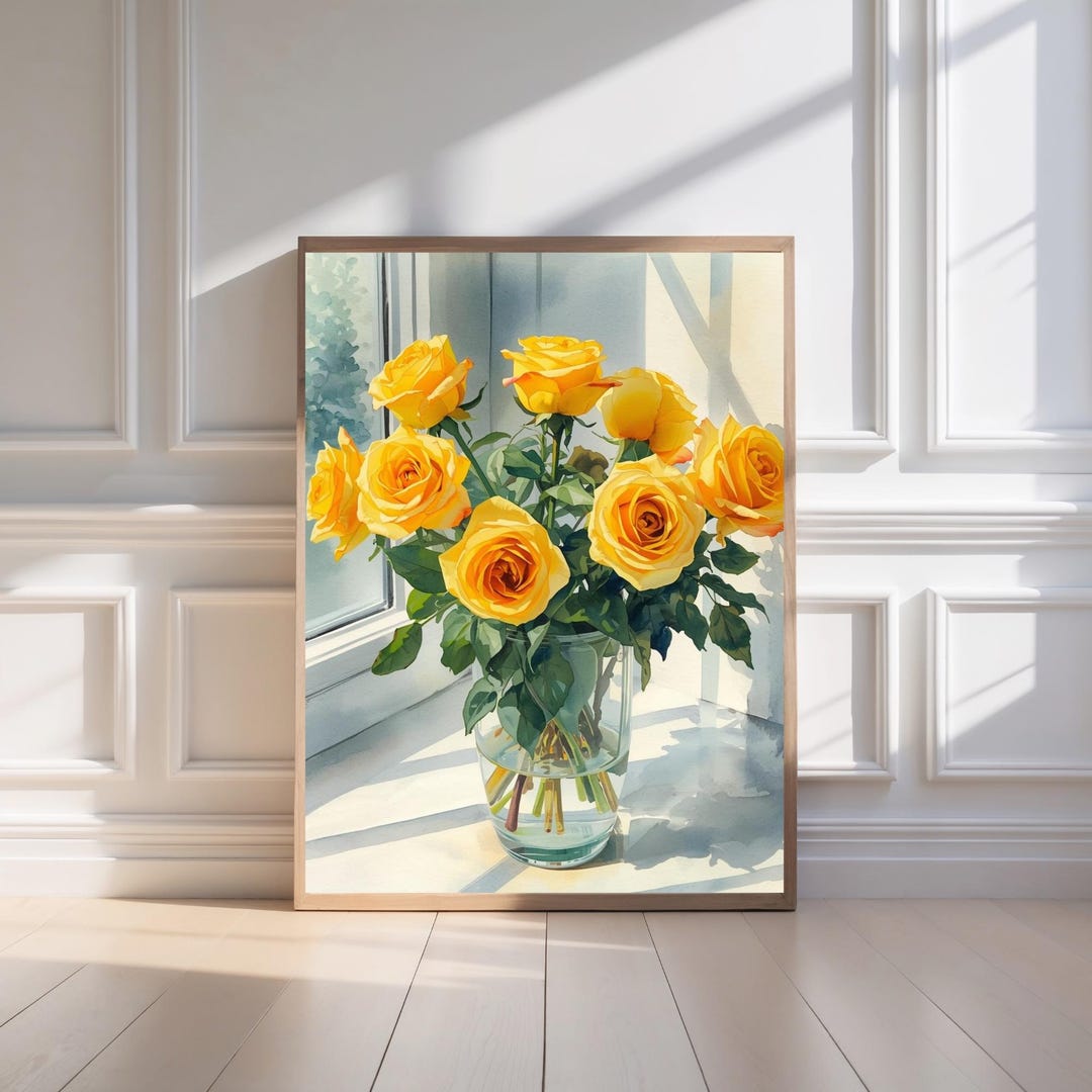 Yellow Roses Digital Yellow Roses Digital Print, Yellow Rose Wall Art, Floral Printable ...