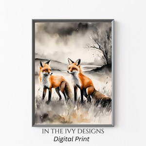 Exploring Foxes Art Poster, AI, Perfect Gift for Animal Lovers, Fox Poster, Fox Print, Wildlife Print, AI