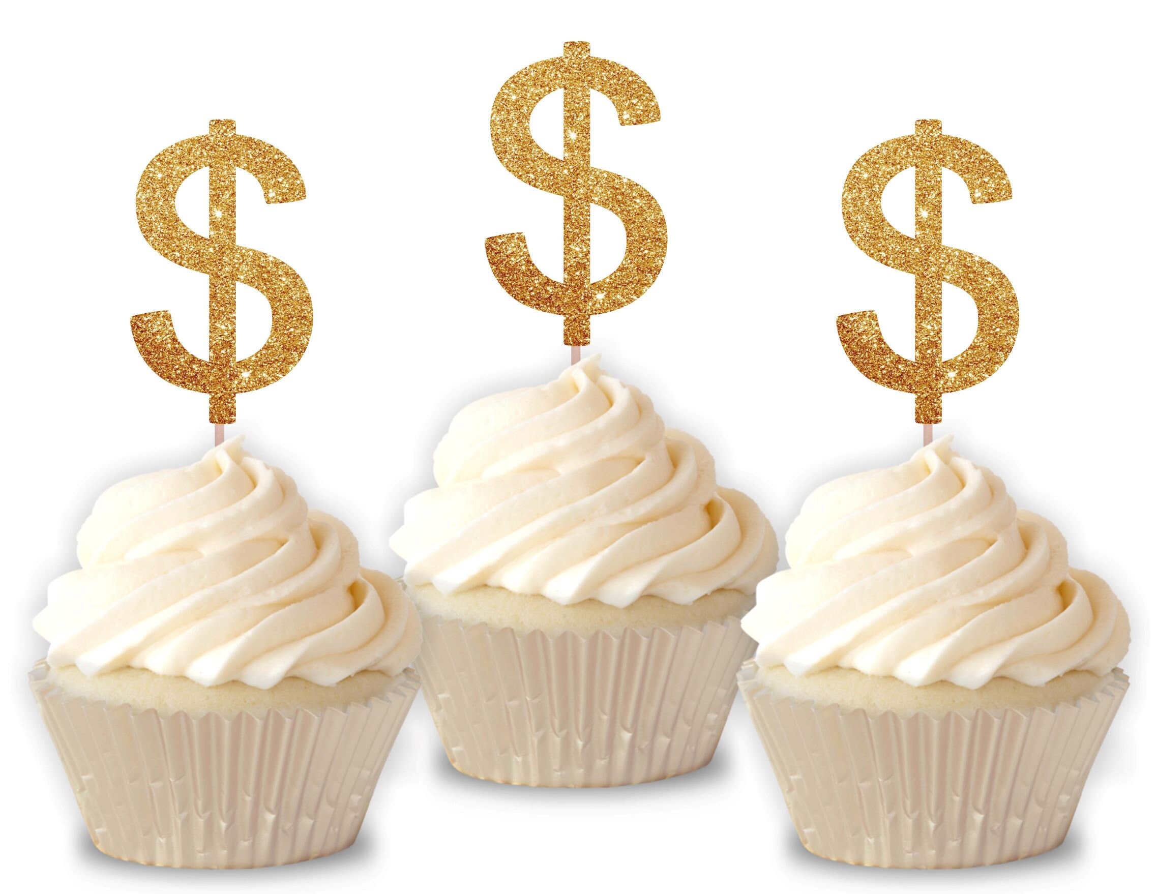 Casino Cupcake Toppers Dollar Sign Cupcake Toppers Money Etsy