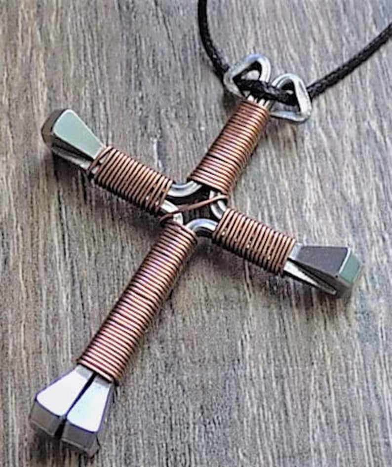 Cross Necklace for Men Cross Necklace Wire Wrapped Pendant Etsy