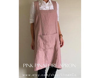 Linen apron, Japanese aprons for women, gardening apron for women, daughter birthday gift from mom, mothers day gifts for her