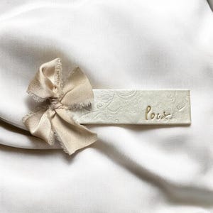 Personalized Wedding Place Card: Polymer Clay Bookmark with Ribbon