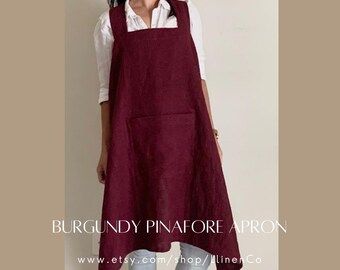 No tie apron, cross back linen apron, Japanese aprons for women, birthday gifts for mom, mothers day gifts for her, grandma gift