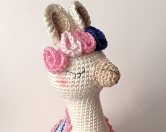 Handmade Crochet Lama – Colorful Amigurumi Plush/ Buntes Stofftier – Nursery Decor – Unique Kids Gift
