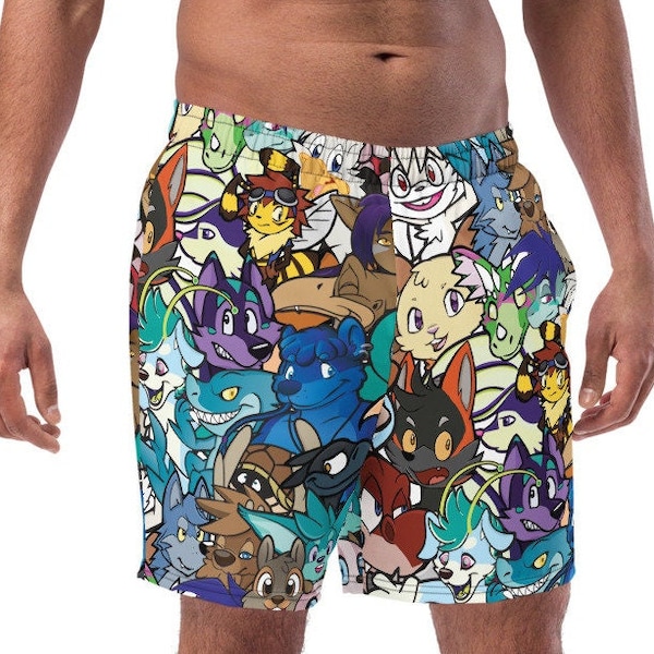 Men's Kemono Life "Fursonas" swim trunks