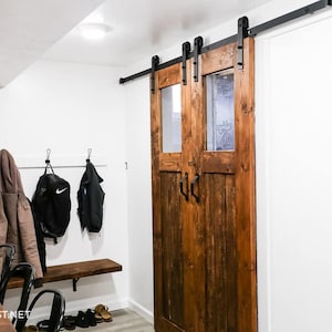 DIY Double Barn Door with Glass Windows Plan