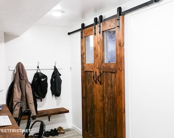 DIY Double Barn Door with Glass Windows Plan