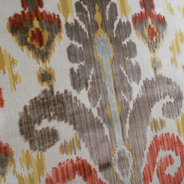 Silk Velvet Ikat Fabric Fushia main image 1