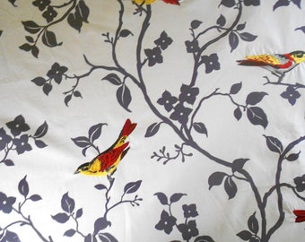 Embroidered Bird Fabric: 2.25 Yards, Cardinal Red Mount Vernon Embroidery