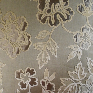 2.75 yards Cowtan and Tout Jane Churchill Mayburgh Cut Velvet Fabric Contemporary Floral Beige Bronze Made in Belgium