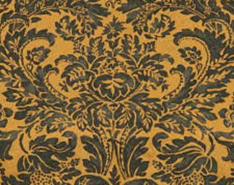 Lee Jofa Montrose Velvet Damask Fabric: Aerin Lauder Onyx/Topaz (2.25 Yards)