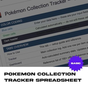 Pokmon Card Collection Tracker Spreadsheet | Google Sheets Template | TCG  Binder Slab & Sealed Organizer | Digital Download - Etsy