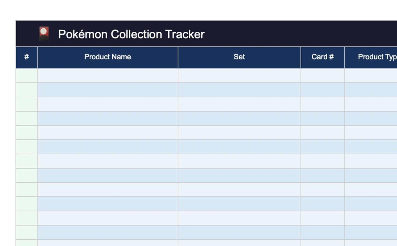 Pokémon Card Collection Tracker Spreadsheet | Google Sheets Template ...