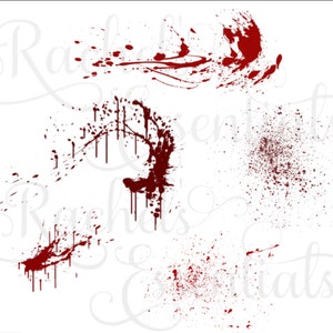 Blood Splatter Smear png set of 5