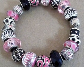 Treasure Beads - Breast Cancer Awareness Bracelet - Pink & Black