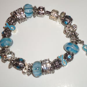 Treasure Beads - Cervical/Ovarian Cancer Awareness Bracelet - Teal & Silver