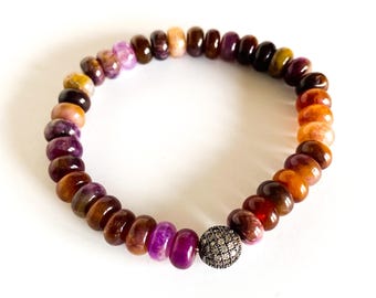 Jade Bracelet in Berry & Warm Honey Tones.