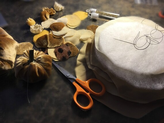 Icy White Silk Velvet Pumpkins & Acorns 