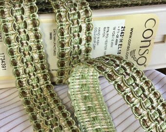 Conso 1" BRAIDED Decorative Trim by the Yard / Natural White Green Wholesale Upholstery Braided Trim for Home Decor &  Embellishments T34