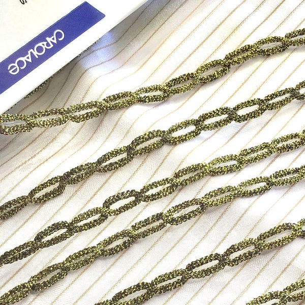 ANTIQUE GOLD GUIMP Trim by the Yard + Discounts by Roll Wholesale Guimp Trim, Gold Metallic Loop Chain Trim for Clothing & Embellishment