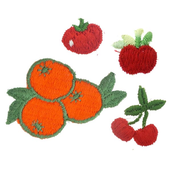 Healthy Fruits Applique Patches Vintage Embroidered Tomato Apple Orange Cherry Patches for Embellishments Crafts Sewing DIY Fruit Patch