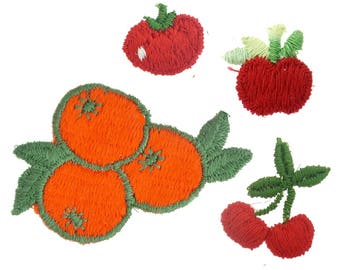Parches de frutas saludables, bordados vintage, con forma de tomate, manzana, naranja y cereza, para adornos, manualidades, costura, bricolaje, parche de frutas.