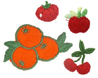 Healthy Fruits Applique Patches Vintage Embroidered Tomato Apple Orange Cherry Patches for Embellishments Crafts Sewing DIY Fruit Patch