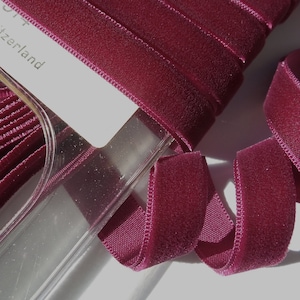 ZWITSERSE FLUWELEN LINT Tyrian Purple 3/8&quot; breed Vintage Velvet Ribbon op maat gesneden Velvet Dress Ribbon Wholesale Trim #289 Made in Switzerland