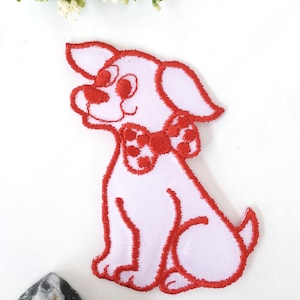 Vintage Bügelbild Applikation Hund gestickt Aufbügler süße Welpe Aufbügler #5005