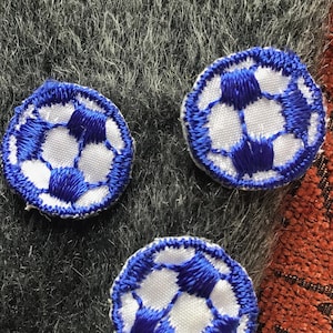 Vintage SOCCER Embroidered Iron On Applique Navy Blue White Soccer 1980s Vintage Patch Embroidery Appliques Wholesale - Sewing, Craft, #5134