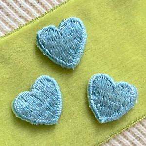 Iron On Light Blue Heart Applique, Vintage Embroidered Applique Heart, Light Blue Hearts Embroidery Appliques Wholesale #5064