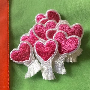 Pink Heart With Fringe Applique, Vintage Embroidered Applique Heart, Iron On Pink Hearts Embroidery Appliques Wholesale #5036