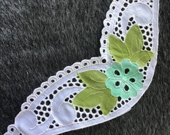 Broderie Blanc Dentelle Décolleté Col Applique Sarcelle Floral vintage Patch Col Dentelle Applique Broderie Dentelle Col #5061