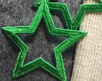 Vintage Embroidery Green Star Applique Iron On,  Embroidered Big Star Appliques Wholesale #5019