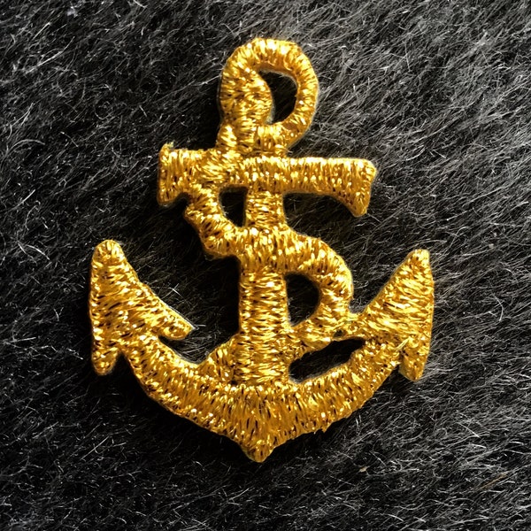 Nautical Metallic Gold Anchor Iron on Applique Patches Vintage Embroidered Iron On Gold Anchor Nautical Embroidery Appliques 5001