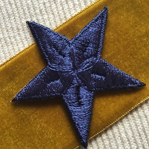 Navy Blue Star Applique Iron On Vintage Embroidered Applique Star, Iron On Navy Star Embroidery Appliques Wholesale #5017