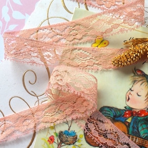 Peach Floral Lace Picot Edging Trim Vintage Wholesale 3/4&quot; in. wide Flat Lace Trim for Dress Embellishments Gift DIY Sewing Lace C2-410