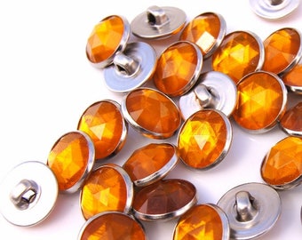 Sunset Gold / Silver Buttons Gem Vintage Metal Buttons, Vintage Shank Metal Gold Buttons - Also available in Metal Silver Buttons (12 pcs)