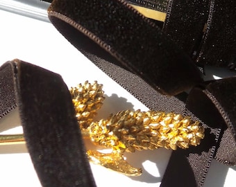Vintage Swiss Velvet Ribbon Wholesale 10mm Dark Brown Velvet Ribbon by the yard Jewelry Ribbon Craft #288 Made in Switzerland