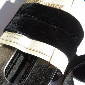 Black Silk Velvet Ribbon Soft Satin back Vintage French Velvet Ribbon Wholesale 7/8&quot; Velvet Jewelry Ribbon 23mm DIY Craft 322 Made in France